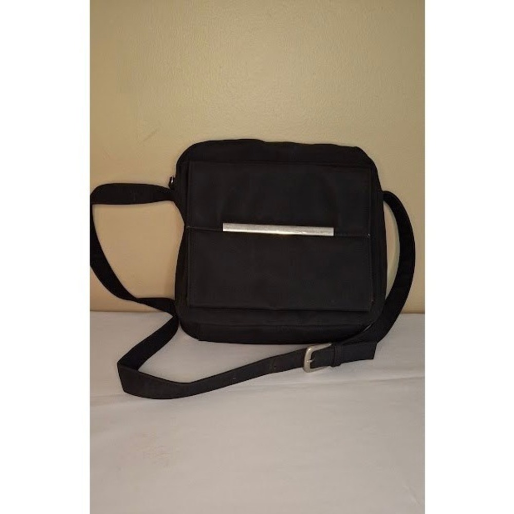 VTG Black Microfiber Crossbody Organizer Bag Purse with Dividers Adjustable